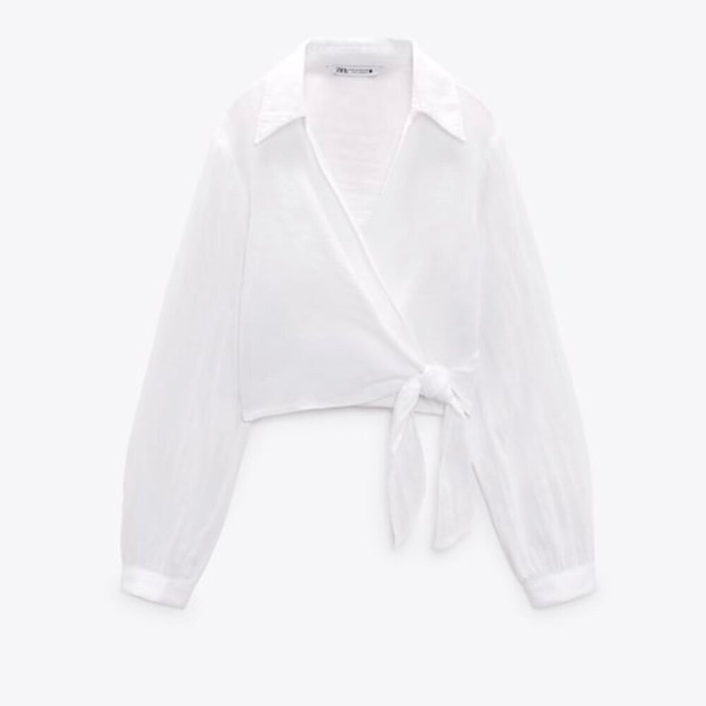 NWT TIED LINEN SHIRT White Size Medium